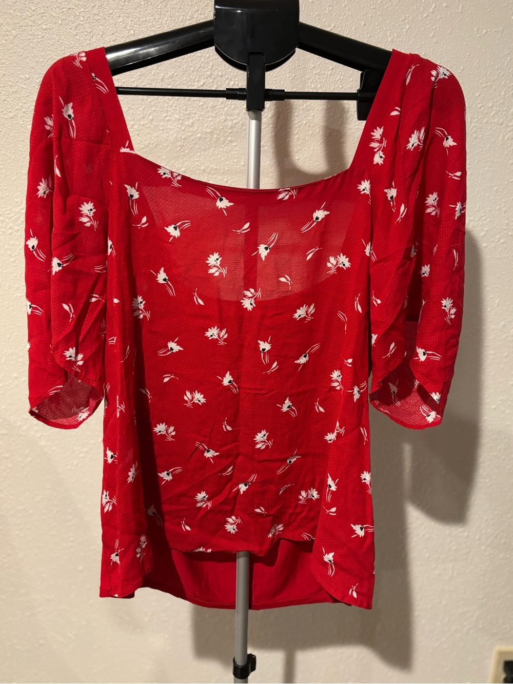 a new day Red Floral Square-Neck Blouse